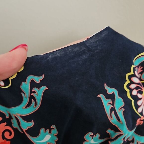 Xhilaration Maxi Dress Spaghetti Strap Navy Blue Printed V-Neck Casual Vacation - Picture 10 of 11